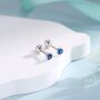 Sterling Silver Tiny Sapphire Blue Cz Bezel Screw Back Earrings, thumbnail 1 of 12
