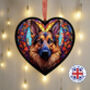 German Shepherd Stained Glass Effect Heart Suncatcher, thumbnail 5 of 7