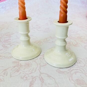 Pair Of Vintage Porcelain Candlesticks ~ 31, 3 of 4