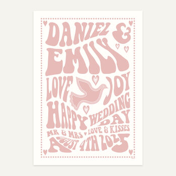 Retro Gig Style Wedding Personalised Print, 9 of 11