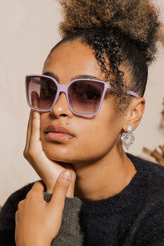 Lilac Full Lens Cat Eye Point Sunglasses, 2 of 6