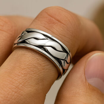 Personalised Mens Sterling Silver Celtic Braid Spinning Ring, 2 of 12