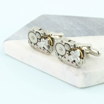Recycled Bee Watch Movement Cufflinks, 5 of 11