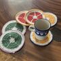 Six Crochet Coasters, Blue White, Citrus, Sunflower, thumbnail 11 of 12