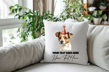 Personalised Jack Russell Terrier Birthday Party Cushion, 2 of 2