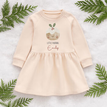 Personalised Girls Christmas Pudding Dress, 5 of 5