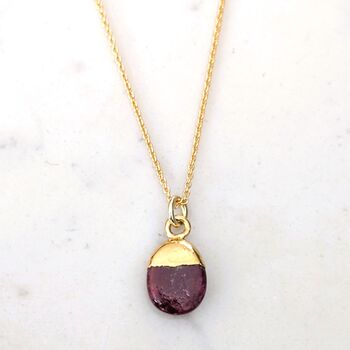 July Birthstone Tumblestone Necklace, Ruby, Gold Plated, 3 of 6