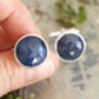 Natural Sapphire Cufflinks In Solid Silver, thumbnail 3 of 3