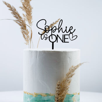 Personalised Name Is Age Cake Topper With Heart, 2 of 3