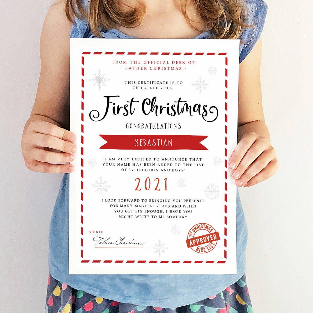 Personalised First Christmas Nice List Certificate, 1 of 2