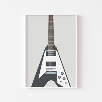 Flying V Guitar Print | Guitarist Music Poster, 3 of 7