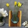 Huge Heavy 31cm Molten Glass Wedge Vase On Teak Root Flower Holder, thumbnail 8 of 12