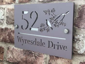 Personalised Bird In Tree Design House Acrylic Number Sign, 3 of 5