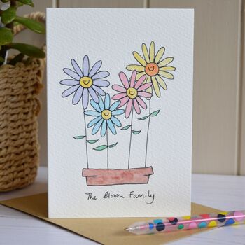 Personalised Flower Family Handmade Card, 2 of 6