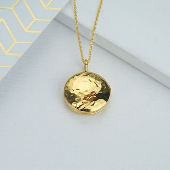 Personalised Gold Hammered Birthstone Locket, 10 of 10