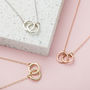 Personalised 9ct Gold Double Hoop Names Necklace, thumbnail 3 of 9