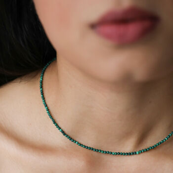 Tiny Green Malachite Beaded Necklace, 4 of 5