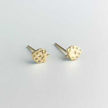 Gold Colour Sterling Silver Strawberry Stud Earrings, 2 of 4