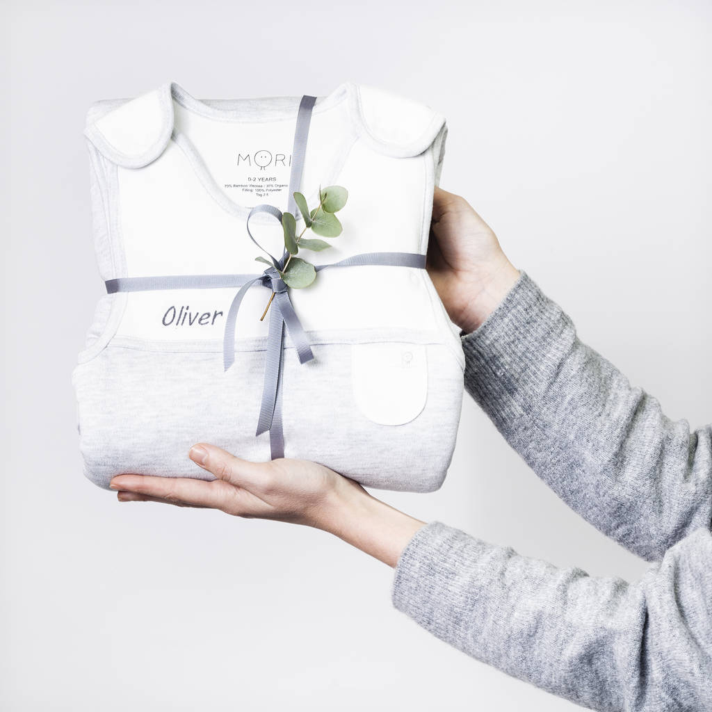 personalised premium baby sleeping bag by mori