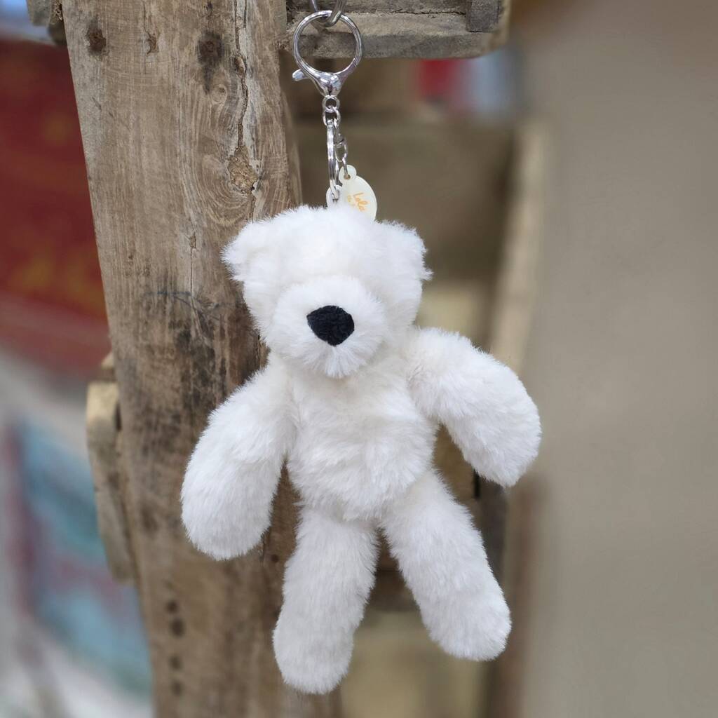 Lola The Plush Cream Teddy Bear Keyring, 1 of 2