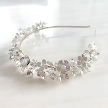 Silver Flower Bridal Crown, 3 of 6