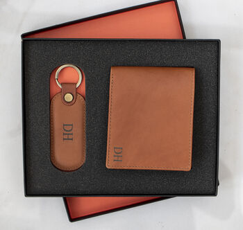 Mens Personalised Leather Wallet Gift Set, 2 of 12