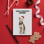 Personalised Airedale Terrier Santa Hat Christmas Card, thumbnail 1 of 12