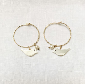 Gold Filled Mother Of Pearl Bird Hoops, 5 of 7