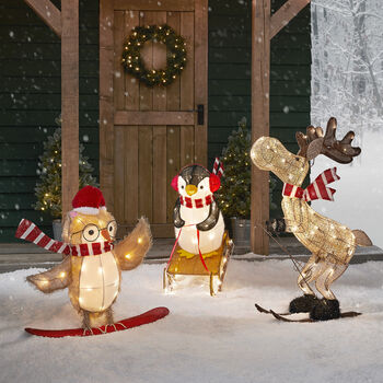 Christmas Penguin, Owl And Moose Outdoor Figures, 2 of 2