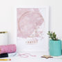 Pink And Gold Personalised Map Of The Stars Print, thumbnail 4 of 6