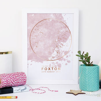 Pink And Gold Personalised Map Of The Stars Print, 4 of 6