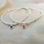Sterling Silver Swarovski Birthstone Charm Stretch Bead Anklet, thumbnail 7 of 8