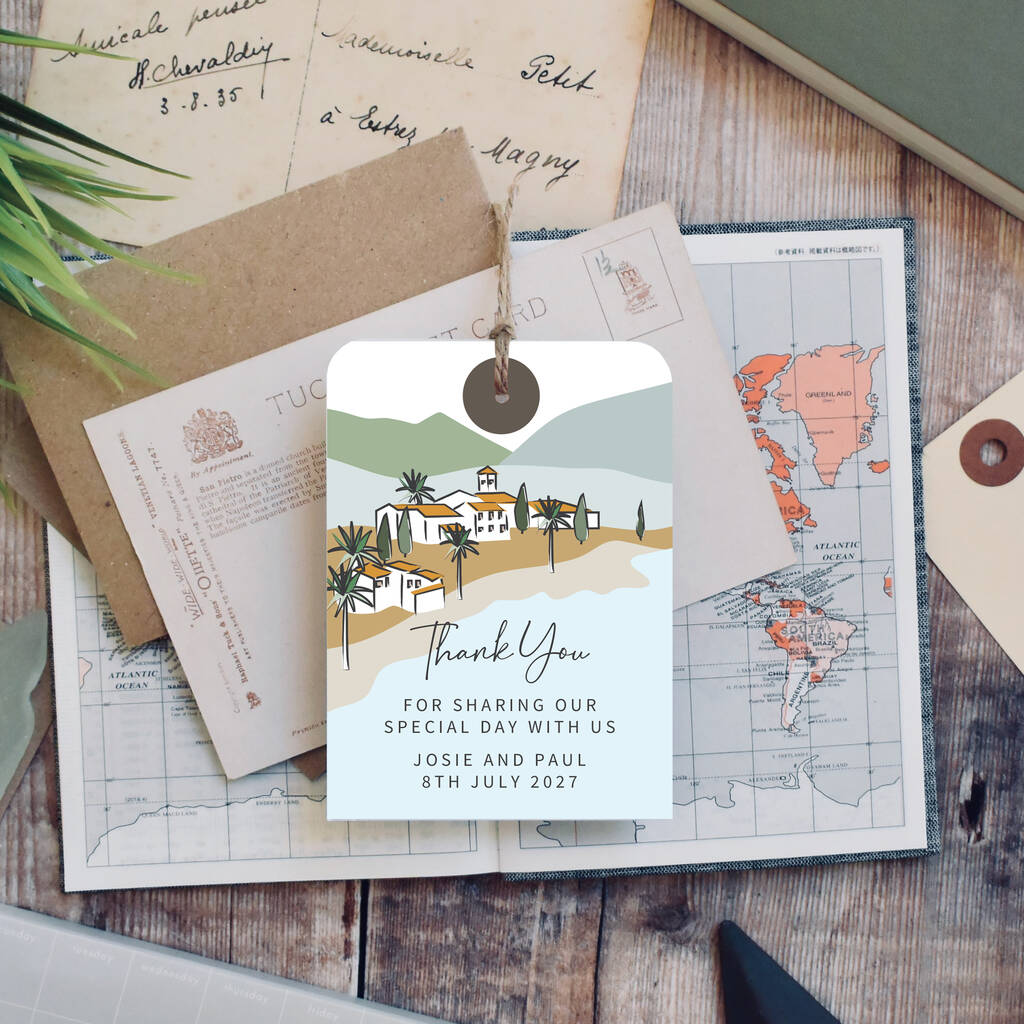 10 Personalised Wedding Favour Tags Cyprus/Beach Coastline