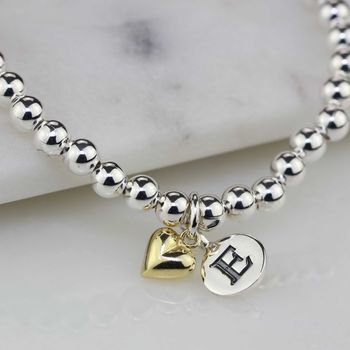 Personalised Skinny Bead Bracelet With Heart Charm, 12 of 12
