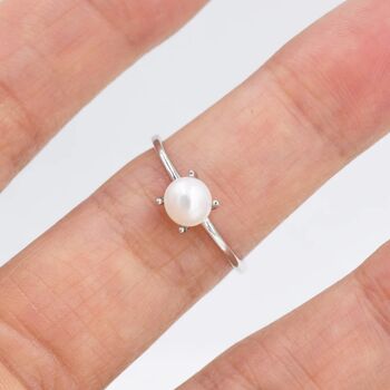 Genuine Freshwater Pearl Ring In Sterling Silver, 7 of 12