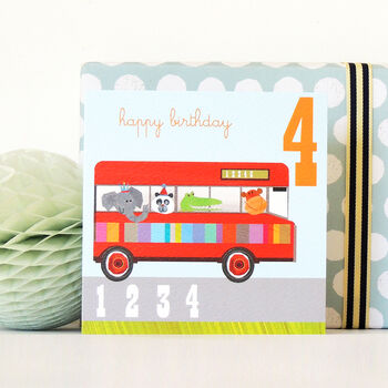 Animals On A Bus 4th Birthday Card, 3 of 5