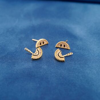 Smiley Face Cz Stone Gold Stud Earrings, 2 of 9