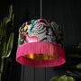 Acid Jungle Lampshade With Gold Lining And Fringing, thumbnail 1 of 12