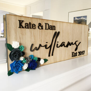 Personalised Couples Wooden Sign For Valentines, 5 of 12