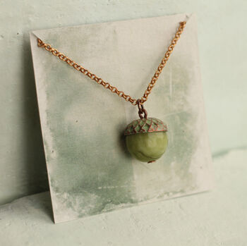 Speckled Green Acorn Necklace, 5 of 9
