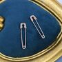 Safety Pin Pull Through Drop Earrings In Sterling Silver, thumbnail 4 of 12