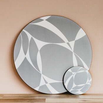 Grey Abstract Round Placemat Set, 3 of 6