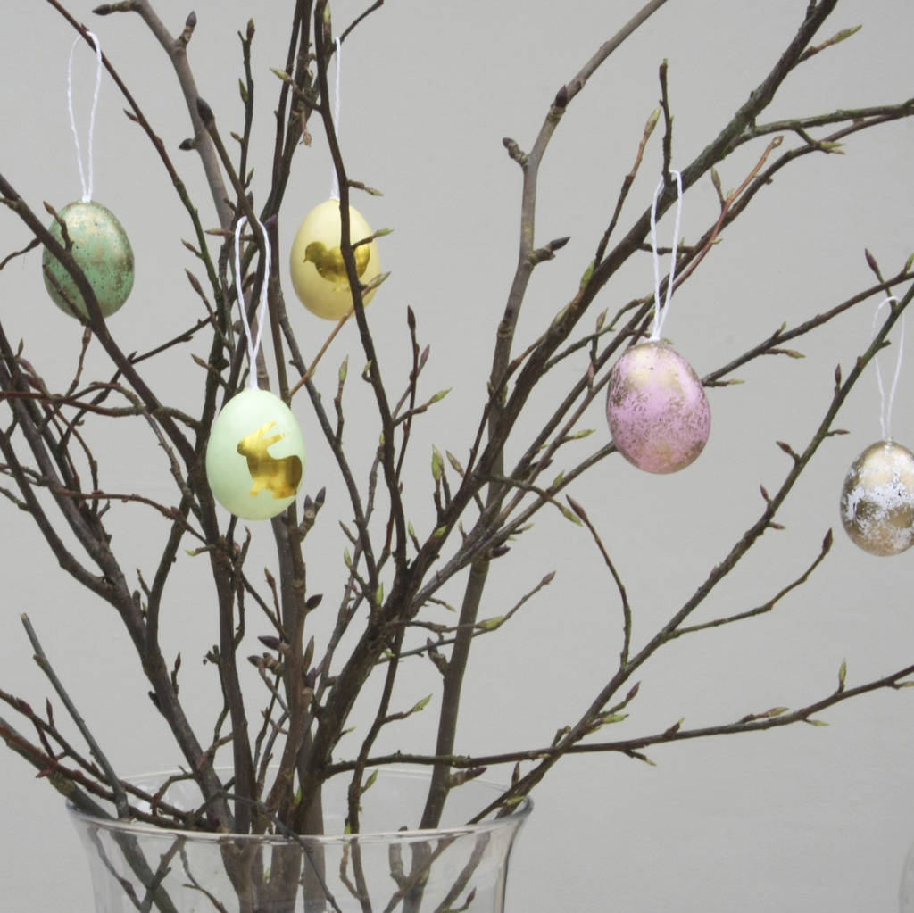 set of six easter egg hanging decorations by ella james ...