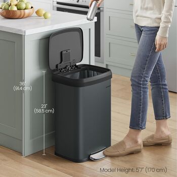 50 L Metal Kitchen Pedal Bin Waste Bin, 2 of 10