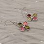 Mixed Pink Green Tourmaline Sterling Silver Earrings, thumbnail 4 of 8