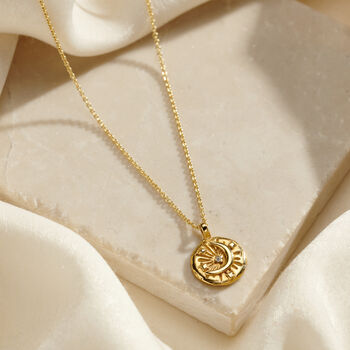 Personalised Birthstone Moon Disc Necklace, 2 of 9
