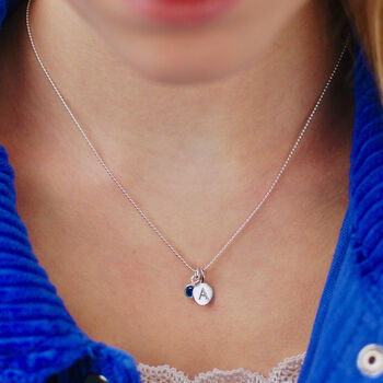 Girl's Personalised Initial And Birthstone Necklace, 2 of 9