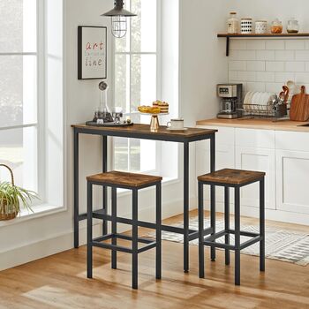 Dining Table Set Bar Stools Industrial Steel Frame, 4 of 10