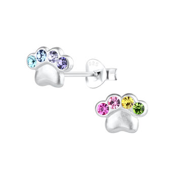 Rainbow Sparkly Paw Print Earrings, 3 of 6