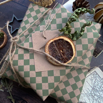 Green Harlequin Pattern Paper Fibre Wrapping Paper, 8 of 9